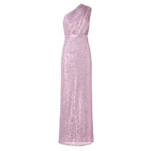 Ieena for Mac Duggal Sequined Ruched One Shoulder Gown in Lilac, Size US 2